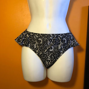 DKNY black/white Ruffle Bikini bottom M new